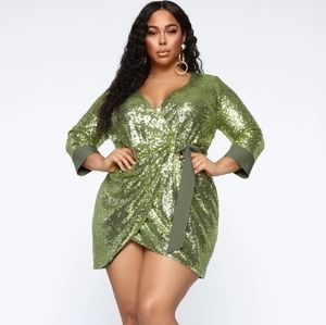 FN Green Sequin Dress NWT 1X